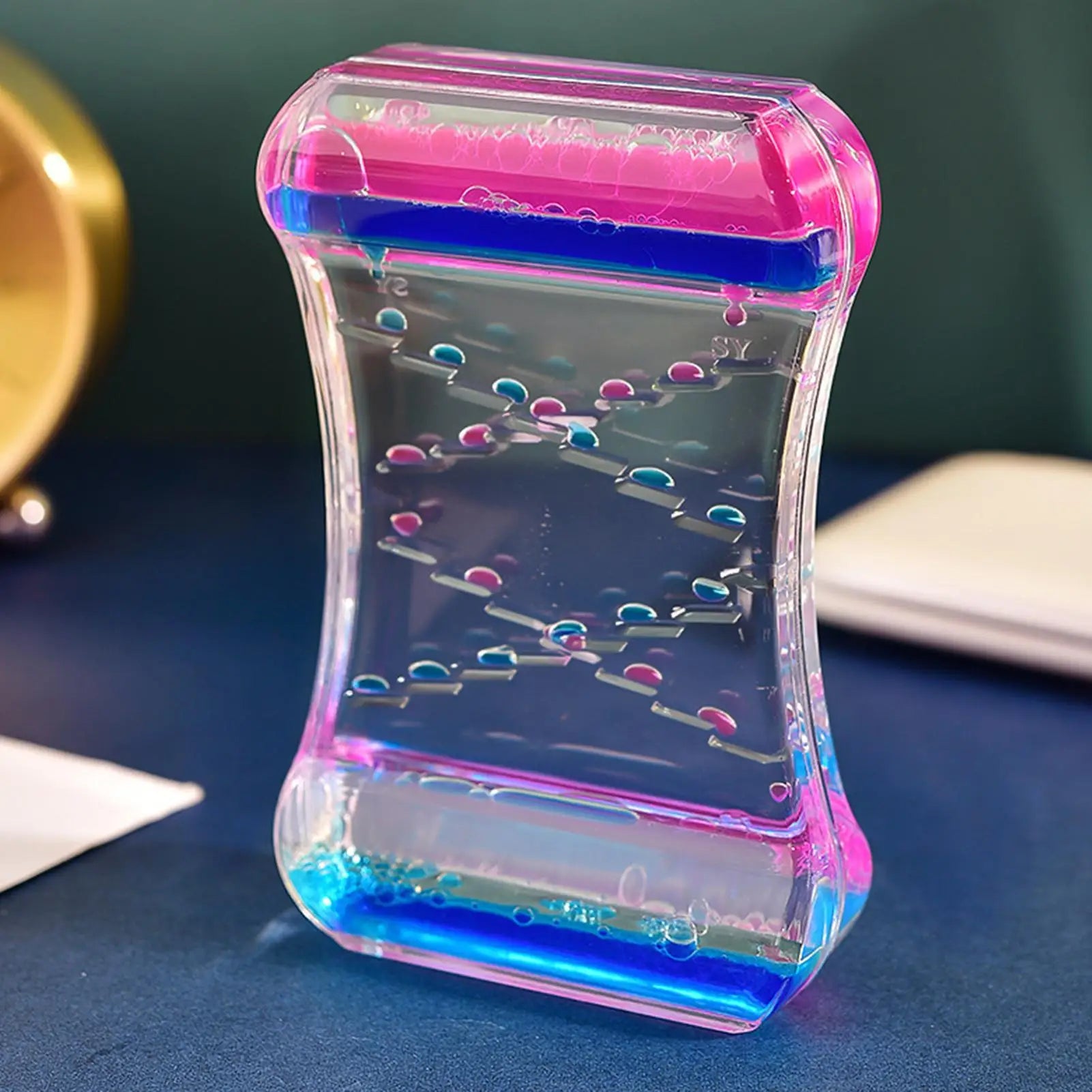 Colorful Spiral Liquid Timer Hourglass with Floating Bubbles - Visual Sensory Toy for All Ages, Ideal for Home and Office Decor